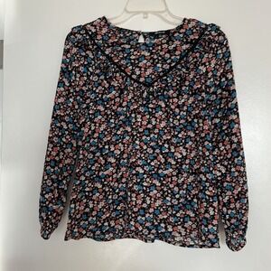 Madewell Ruffle-Yoke Prairie Top in Spring Prairie‎ Xs